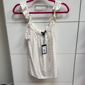 PAIGE Cream Polka Dot Camisole with Ruffle Straps